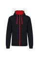 Heren Hoodie met rits Kariban K466 BLACK-RED